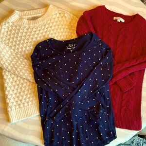 3/$25 - Small, LOFT Sweater/ LS Bundle